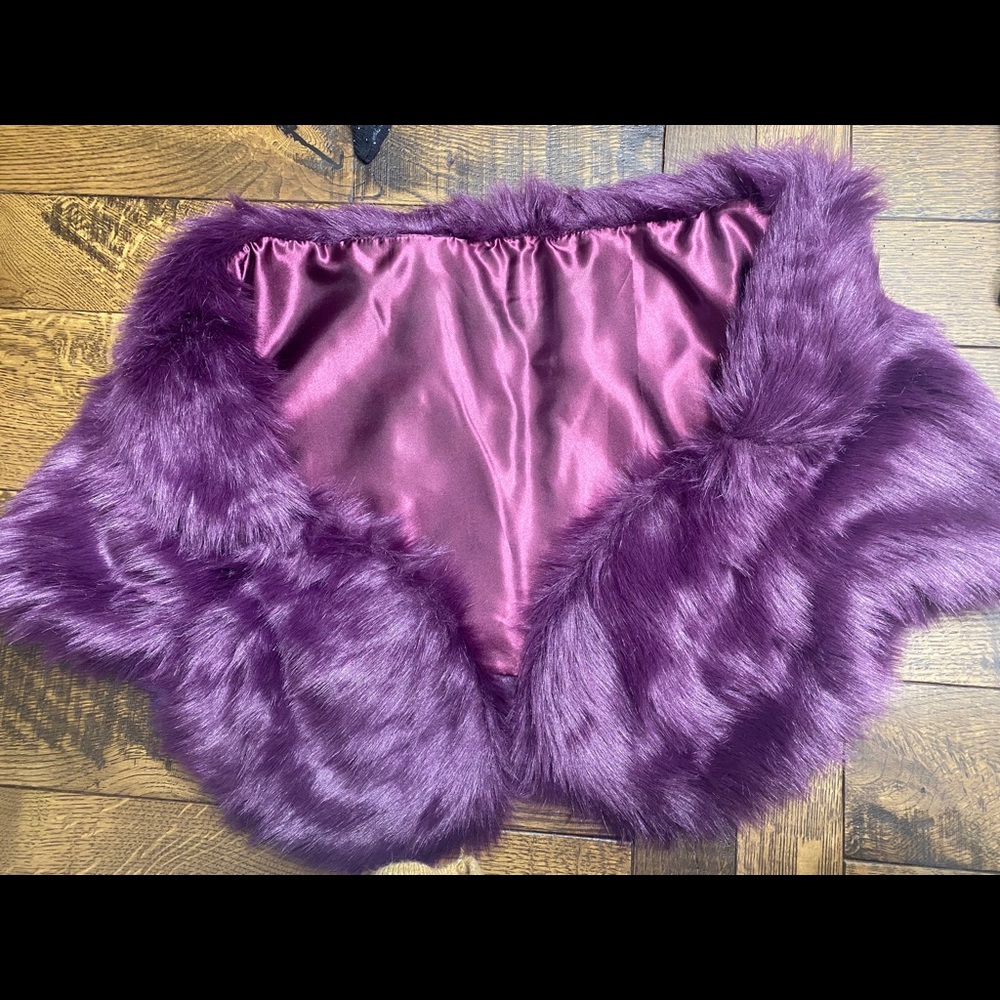 Dark purple faux fur shawl